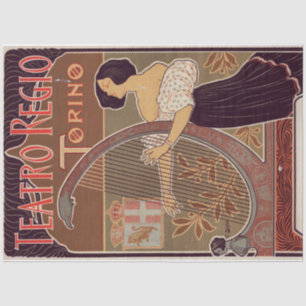 Papier Mousseline Poster Art Nouveau 22 Harpe Lady Découpage