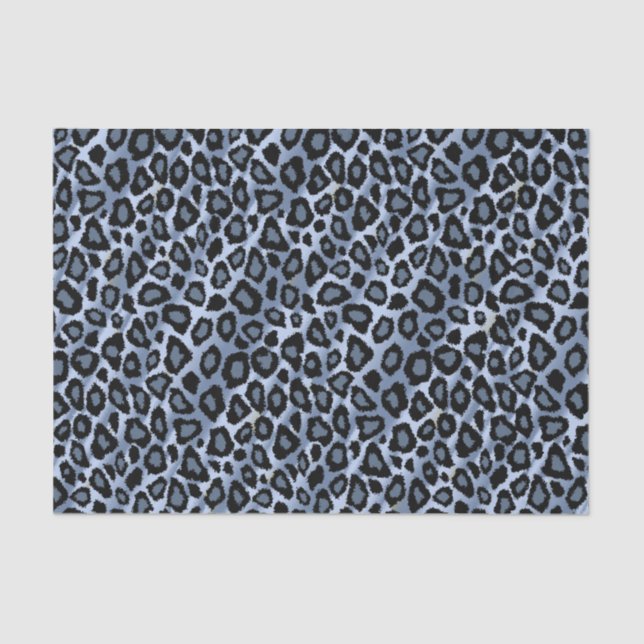 Papier Mousseline Poster de animal bleu et noir de léopard (Recto)