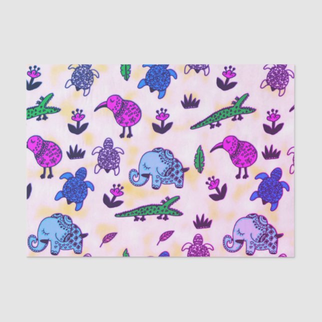Papier Mousseline Poster de animal coloré (Recto)