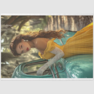 Papier Mousseline Poster de Decoupage et photo de la Dame à la mode