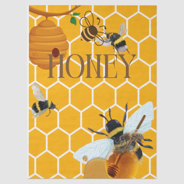 Papier Mousseline Pot de miel abeille miel ruche Apiculture (Recto)