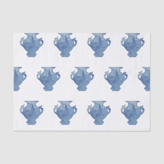 Papier Mousseline Pots à gingembre en chinoiserie Blue Willow   (Recto)