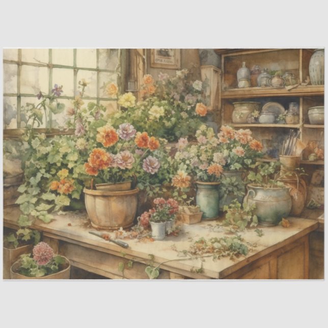 Papier Mousseline Pots de fleurs (Recto)