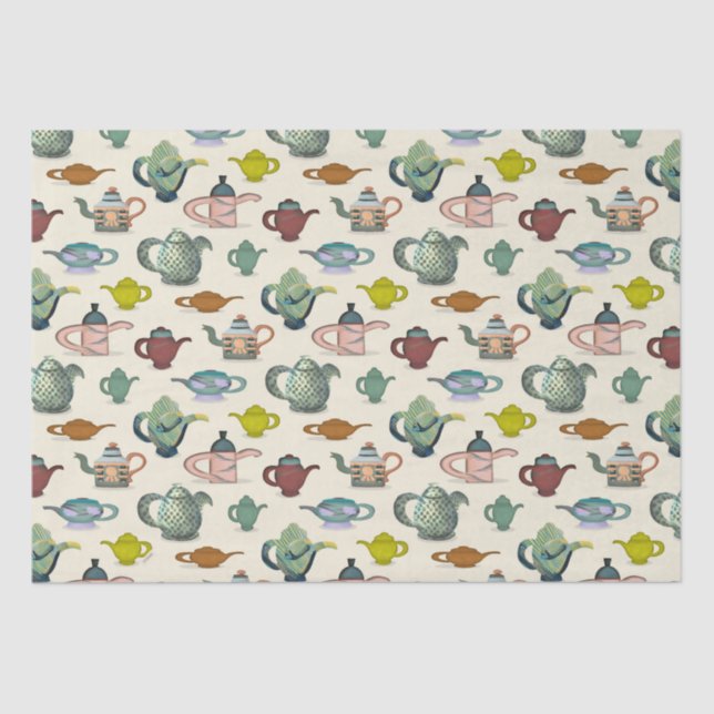 Papier Mousseline Pots de thé dans un joli motif (Recto)