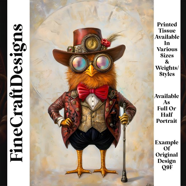 Papier Mousseline Poulet Anthropomorphe Steampunk Q9F Découpage (Créateur téléchargé)