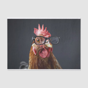 Papier Mousseline Poulet Drôle Portant des Lunettes Découpage