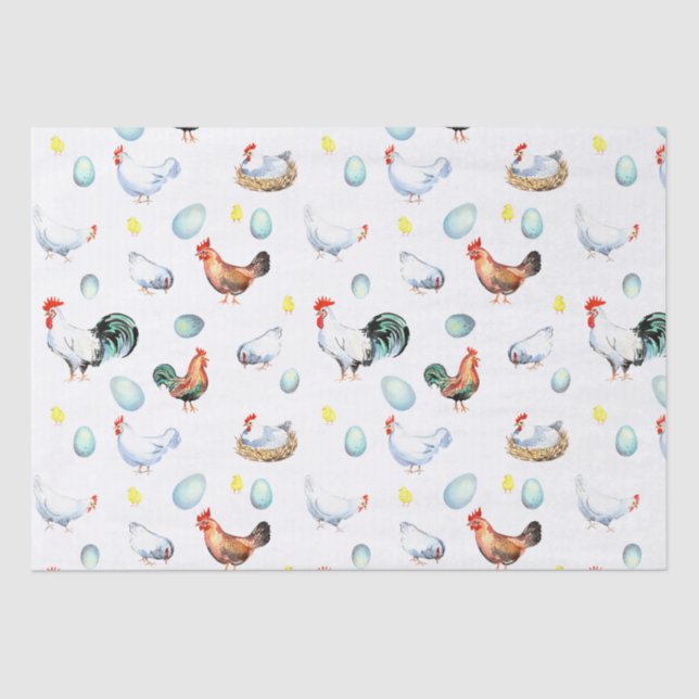 Papier Mousseline Poulet Famille Agricole Papier Tissu (Recto)