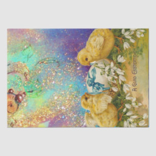 PAPIER MOUSSELINE POULET, ROUGEOIS ET OEUF DE PÂQUES À BASE DE BLEU