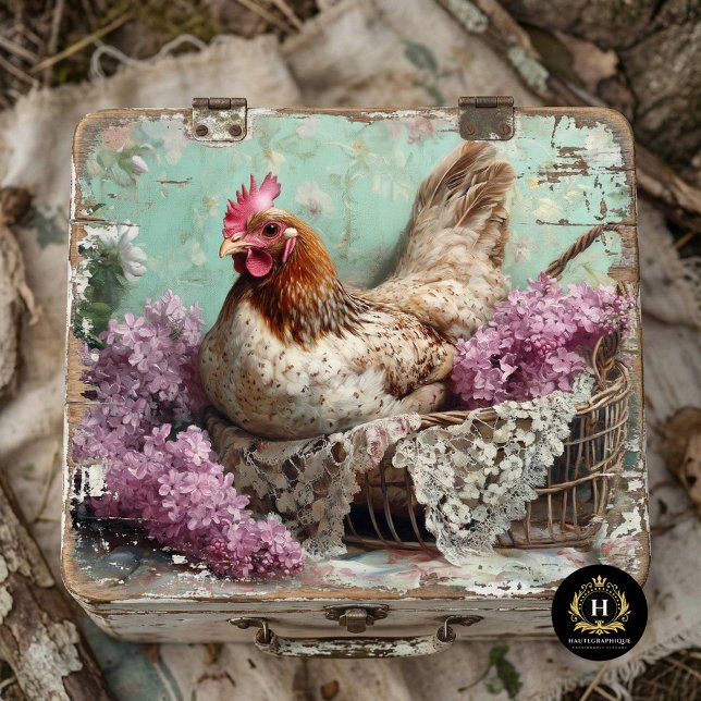 Papier Mousseline Poulet Rustique Fleurs de Lilas Dentelle Découpage (Créateur téléchargé)