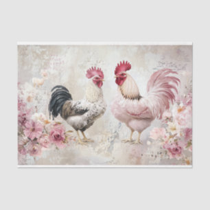 Papier Mousseline Poulet Shabby Chic Rose Découpage