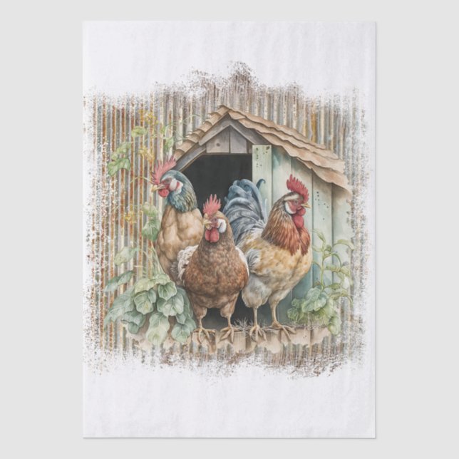 Papier Mousseline Poulets de la ferme de printemps (Recto)