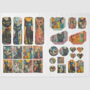 Papier Mousseline Pour Artistes Chat Thématique Junk Journal Ephemer