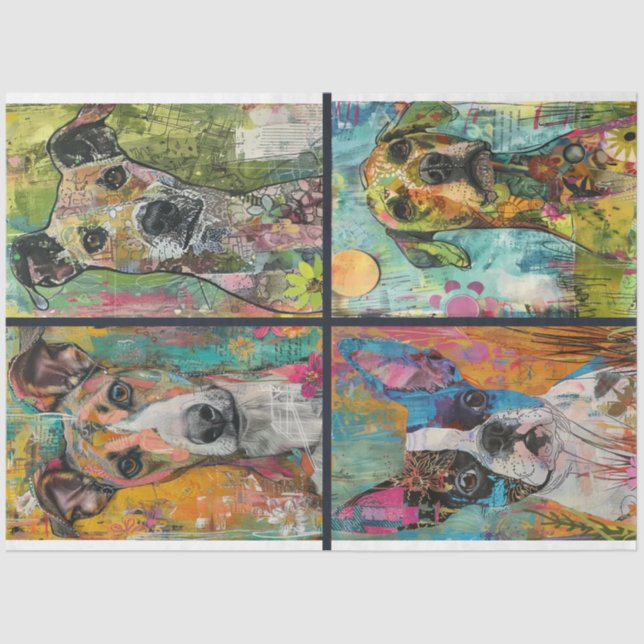 Papier Mousseline Pour Artistes Chien Thème Junk Journal Arrière - p (Recto)