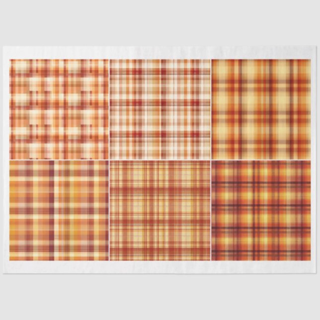 Papier Mousseline Pour les artistes automne thème Orange Brown Plaid (Recto)
