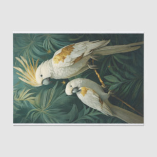 Papier Mousseline Pourcentage en blanc, Paire de Cockatoo Tropical a