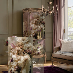 Papier Mousseline Poussière de prune Florale Ethérée Beige Coquille