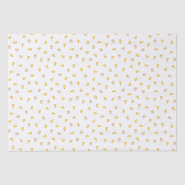 Papier Mousseline Poussins Ditsy (Blanc) - Motif Pâques mignon (Recto)