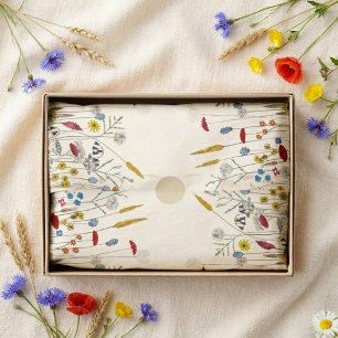Papier Mousseline Prairie de fleurs sauvages à l'aquarelle peinte à