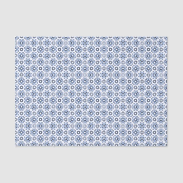 Papier Mousseline Prairie Porcelaine Indigo Disque Frontier Motif (Recto)