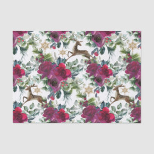 Papier Mousseline Prancing Deer en Rose et Holly