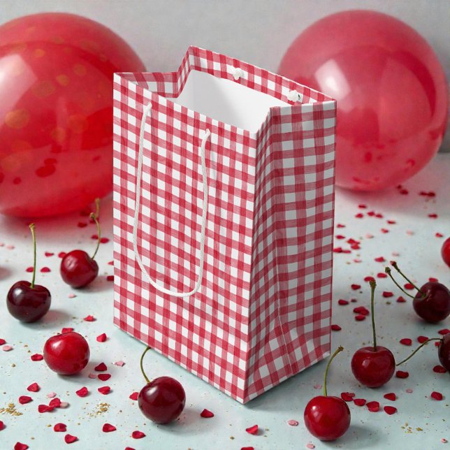 Papier Mousseline Premier anniversaire bébé Cerise Rouge Gingham (Créateur téléchargé)