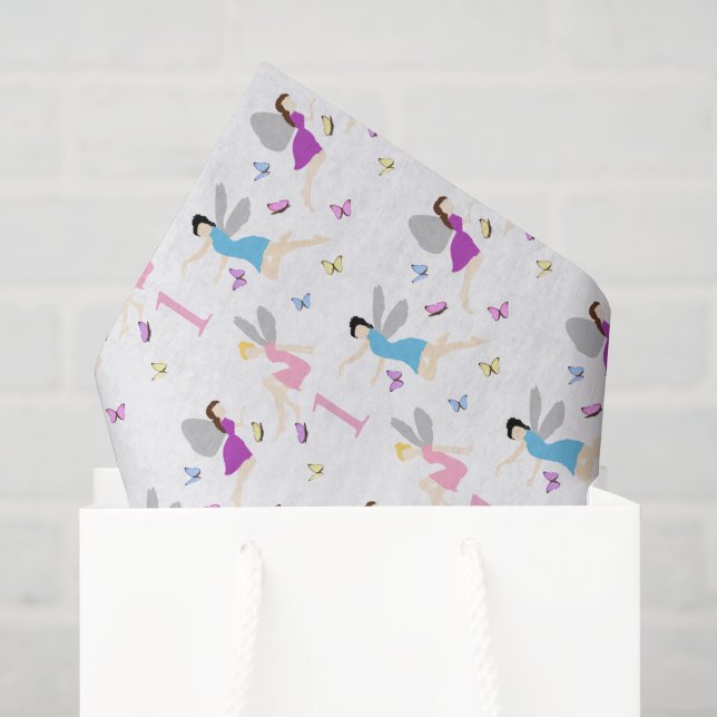 Papier Mousseline Premier anniversaire de fée (Sac cadeau)
