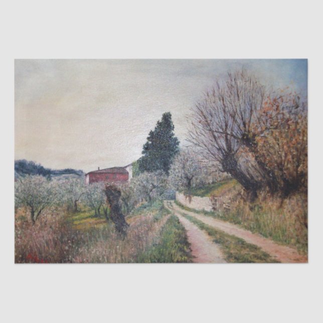 Papier Mousseline PREMIER PRINTEMPS EN GOUVERNALAIS / Paysage Toscan (Recto)