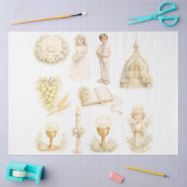 Papier Mousseline Première Sainte Communion modèle #7 (Artisanat)