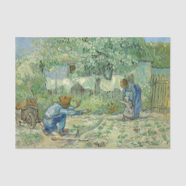 Papier Mousseline Premiers pas, après Millet par Vincent Van Gogh (Recto)