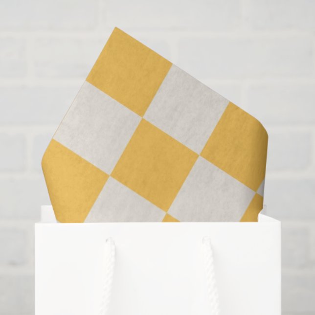 Papier Mousseline Preppy Checkerboard Yellow White Mod Retro (Sac cadeau)
