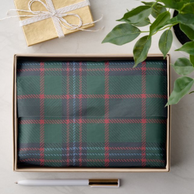 Papier Mousseline Preppy Christmas Dark Green Plaid II (Cadeau)