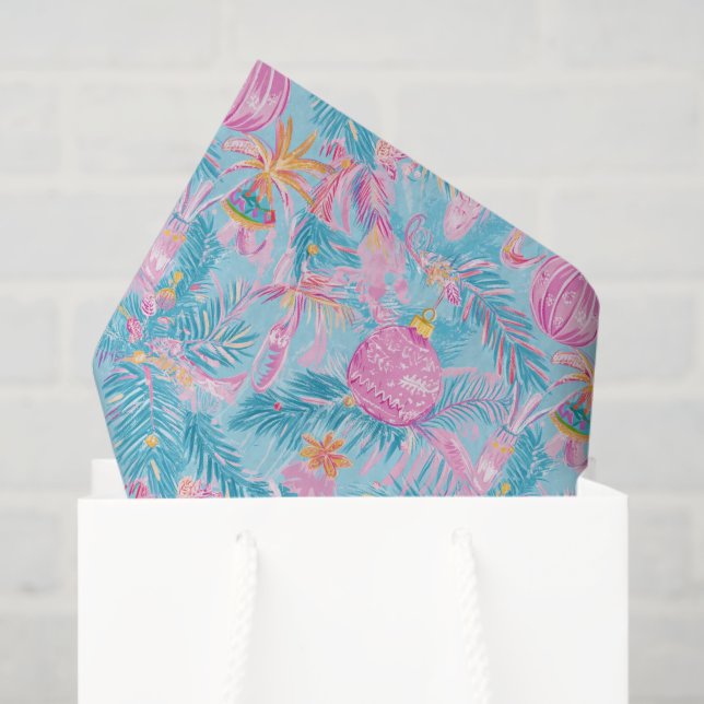 Papier Mousseline Preppy Palm Beach Arbres de Noël et ornements (Sac cadeau)