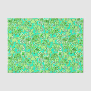 Papier Mousseline Preppy Palm Beach Imprimer Eléphants verts