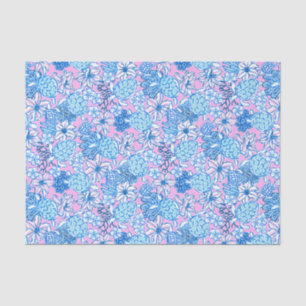 Papier Mousseline Preppy Palm Beach Imprimer Lavande & Tortues Bleue