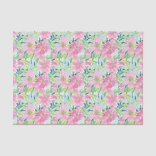Papier Mousseline Preppy Palm Beach Imprimer rose et vert Fleurs