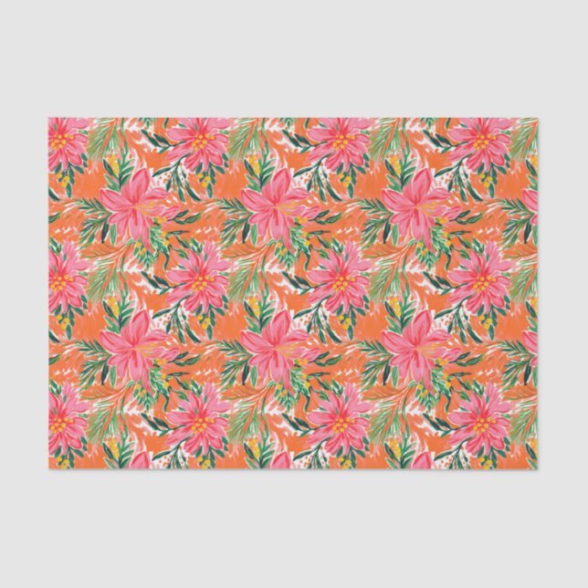 Papier Mousseline Preppy Palm Beach Motif de fleurs tropicales (Recto)