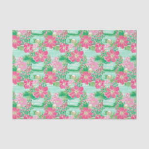 Papier Mousseline Preppy Palm Beach Motif de fleurs tropicales