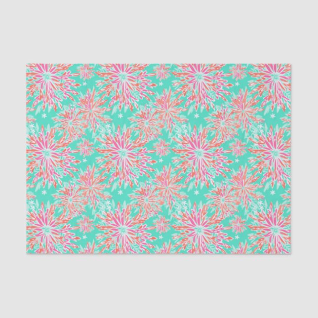 Papier Mousseline Preppy Palm Beach Motif de fleurs tropicales (Recto)