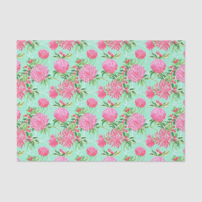 Papier Mousseline Preppy Palm Beach Motif de fleurs tropicales (Recto)
