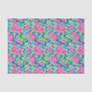 Papier Mousseline Preppy Palm Beach Motif de tortues tropicales