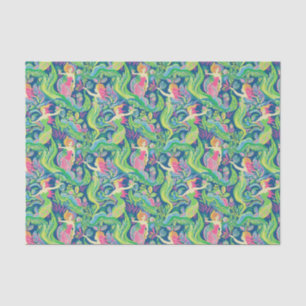 Papier Mousseline Preppy Palm Beach Motif tropical Mermaids