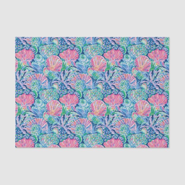 Papier Mousseline Preppy Palm Beach Ocean Shell Motif (Recto)