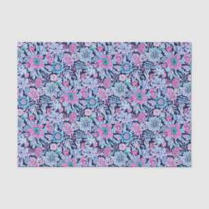 Papier Mousseline Preppy Palm Beach Print Blue and rose Flowers