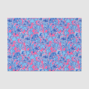 Papier Mousseline Preppy Palm Beach Print Blue Elephants