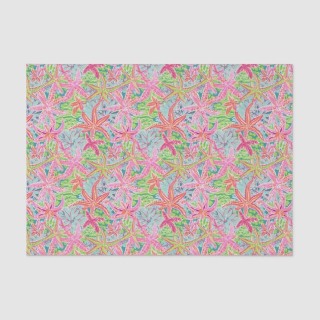 Papier Mousseline Preppy Palm Beach Tropical Starfish Motif (Recto)