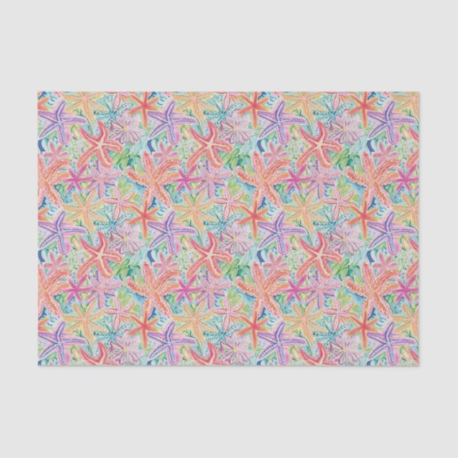 Papier Mousseline Preppy Palm Beach Tropical Starfish Motif (Recto)