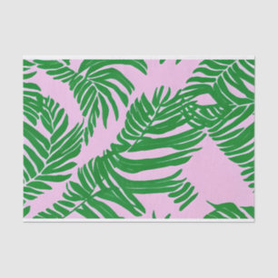 Papier Mousseline Preppy Pink Et Green Palm Feuille Beach House