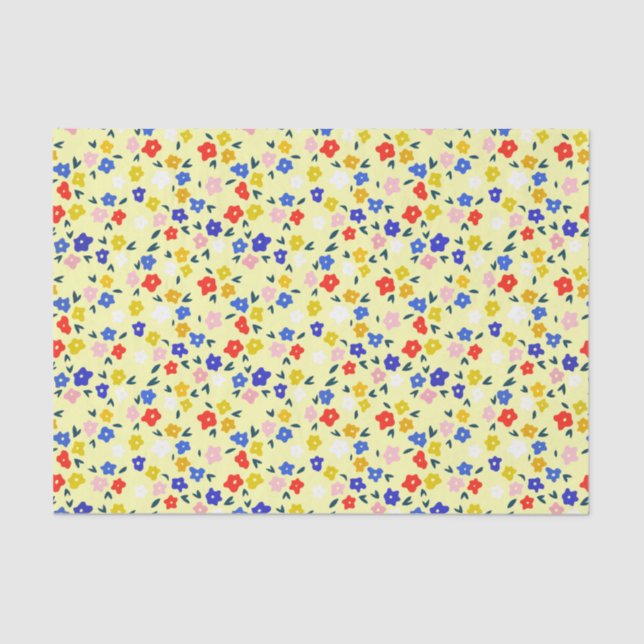 Papier Mousseline Pretty Dainty Cute Floral on Pastel Yellow (Recto)