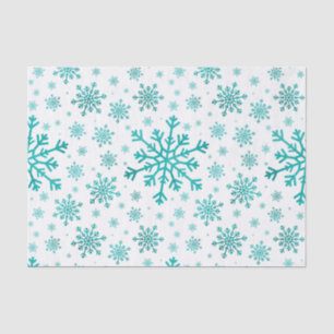 Papier Mousseline Pretty Green Flammes de neige de Noël sur le blanc