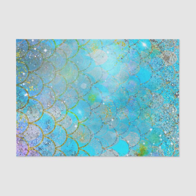Papier Mousseline Pretty Iridescente Pearl Shimmer Mermaid Scales (Recto)